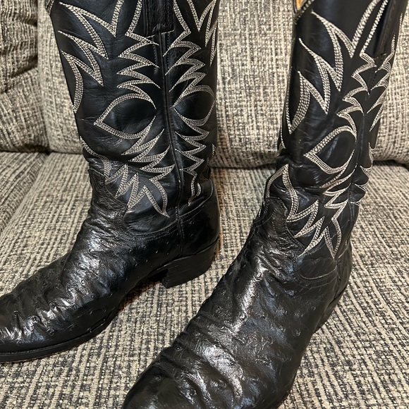 Justin Boots Black Western Cowboy Boots - Picture 4 of 5